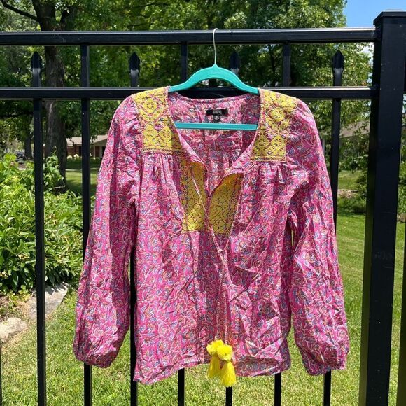 J Crew Embroidered Cotton Voile Top in Block Print - Picture 6 of 13